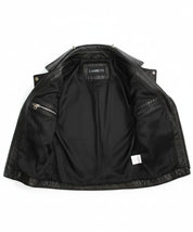 close-up-lining - Women's Studded Biker Leather Jacket in Punk Rock Style