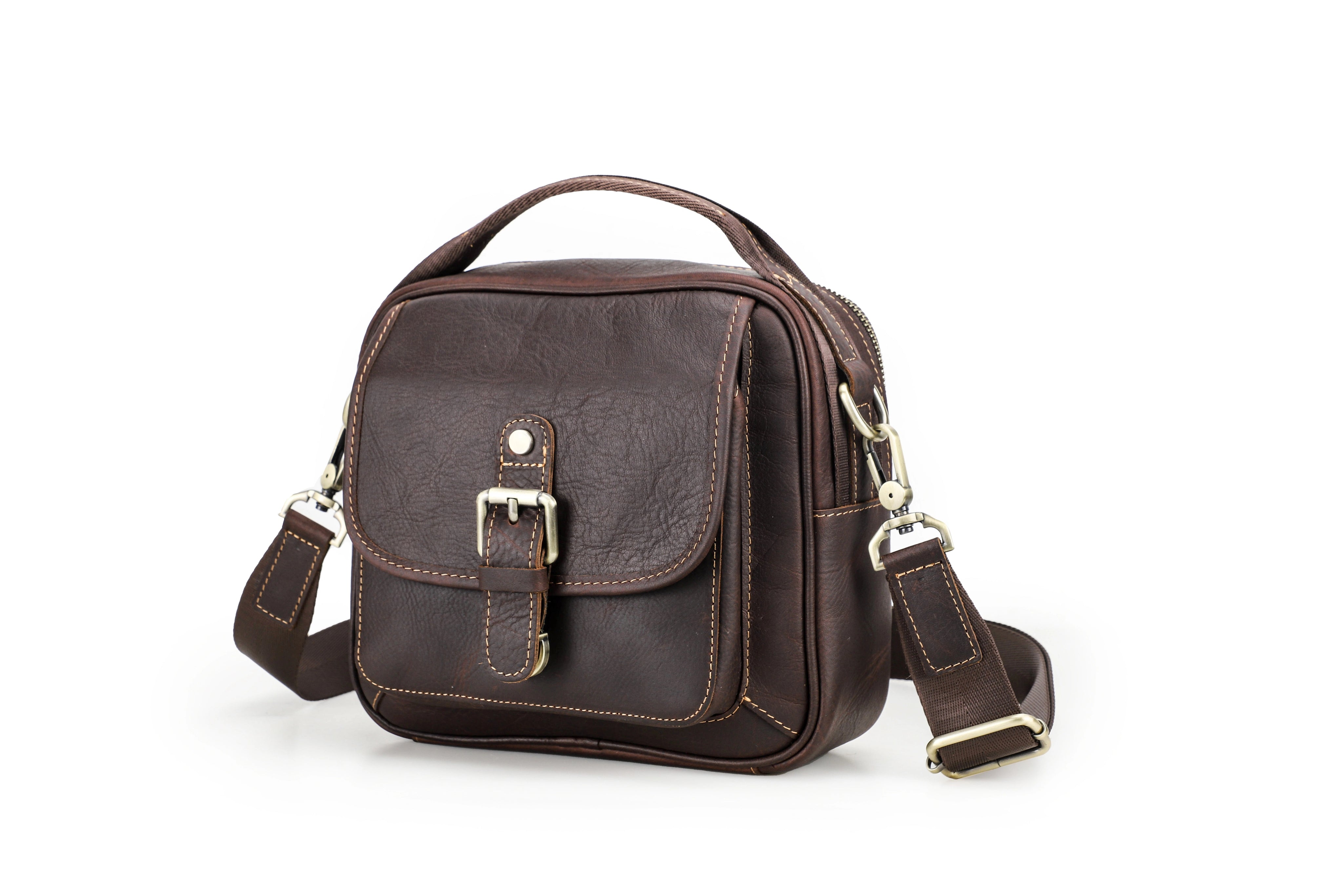 Classic Vintage Leather Shoulder Bag for Men, Premium Crossbody Messenger