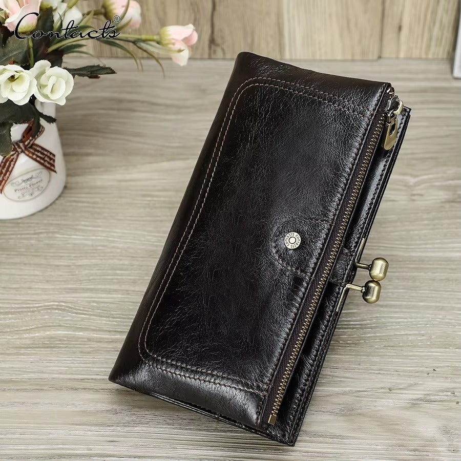 Women's RFID Blocking Leather Clutch Wallet For Everyday Use