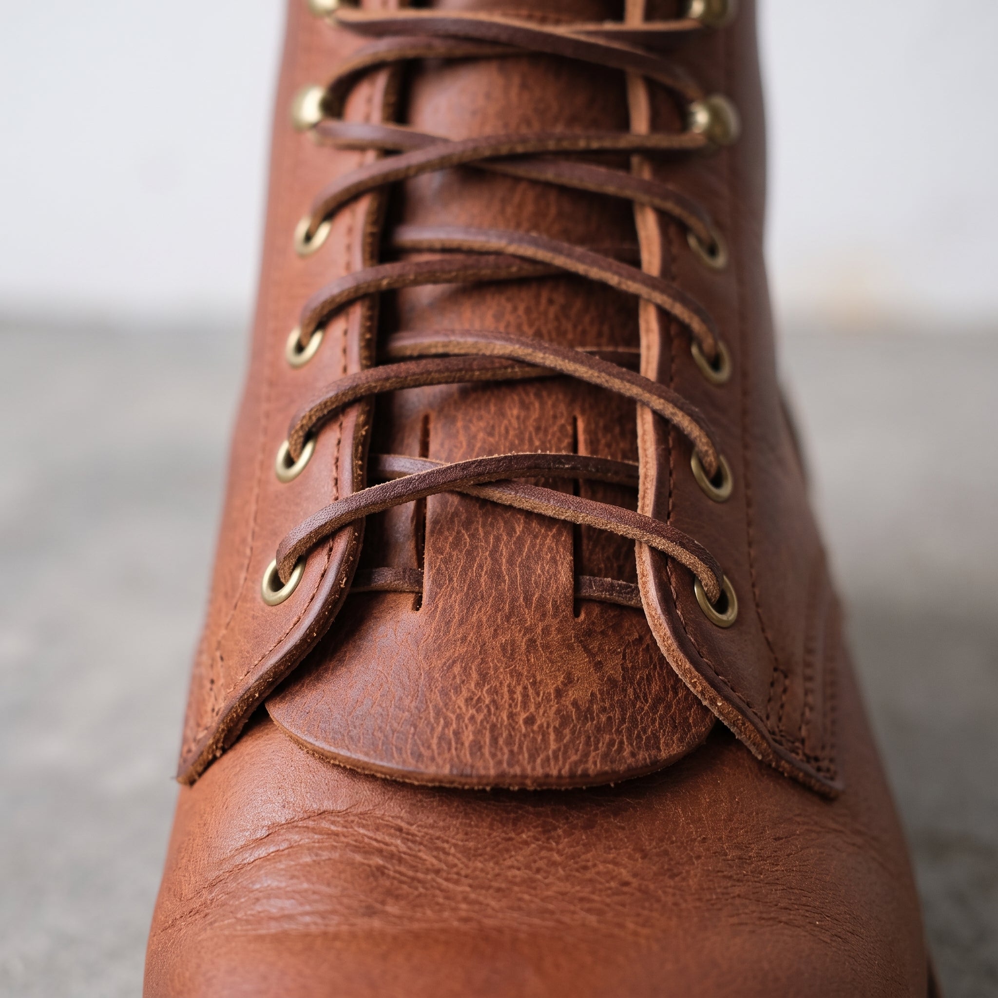Cognac Pull-Up Leather Boot Kilties - False Tongues — Abbergate
