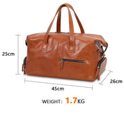 Spacious Leather Travel Duffel Bag with Organized Storage Pockets