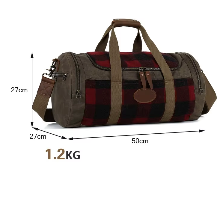 Handmade Canvas Waterproof Zipper Men’s Travel Duffel Bag