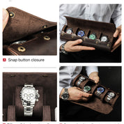 Crazy Horse Leather 4 Slots Watch Box