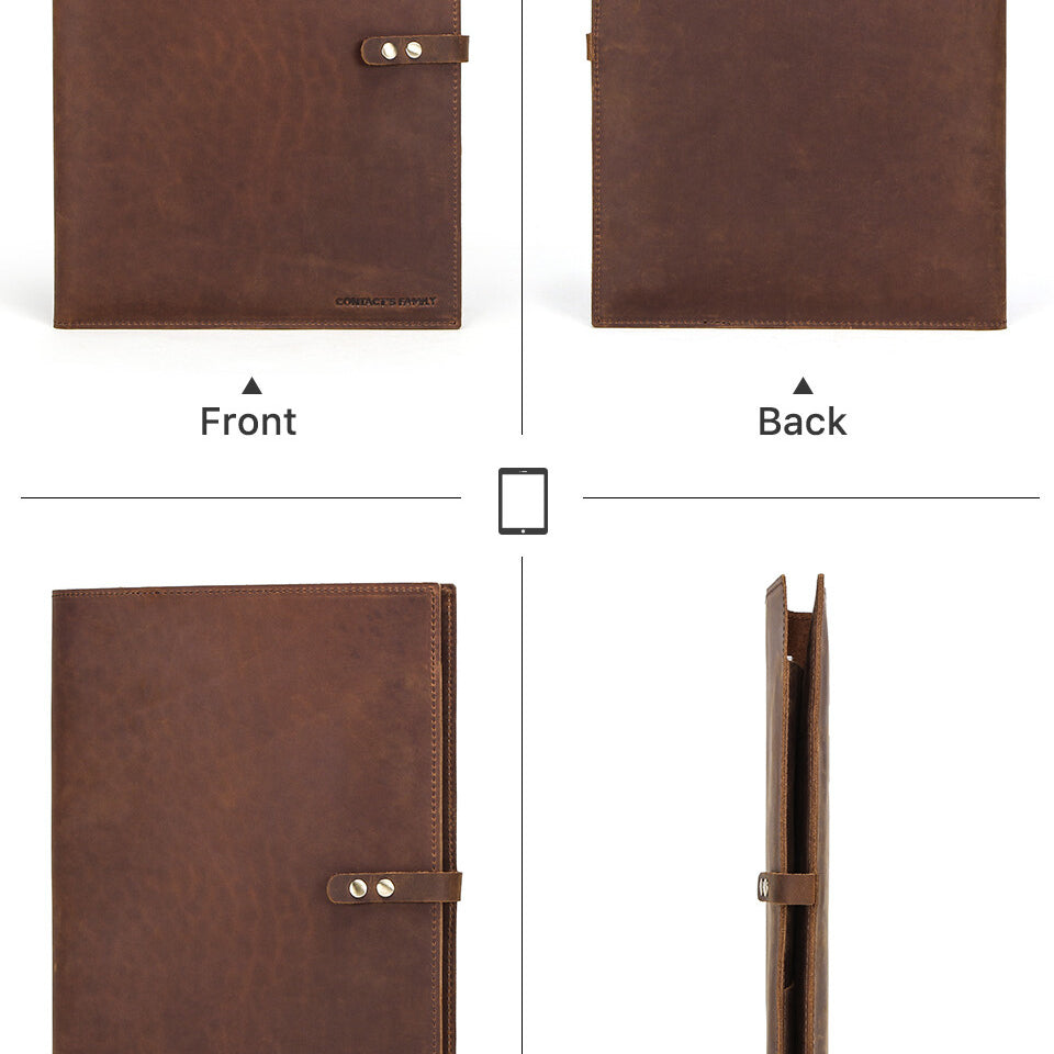 Crazy Horse Leather Multi-Pocket Tablet Organizer for iPad & 12" Devices