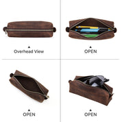 Crazy Horse Leather Pencil Pouch - Custom Durable Genuine Leather Pencil Ba
