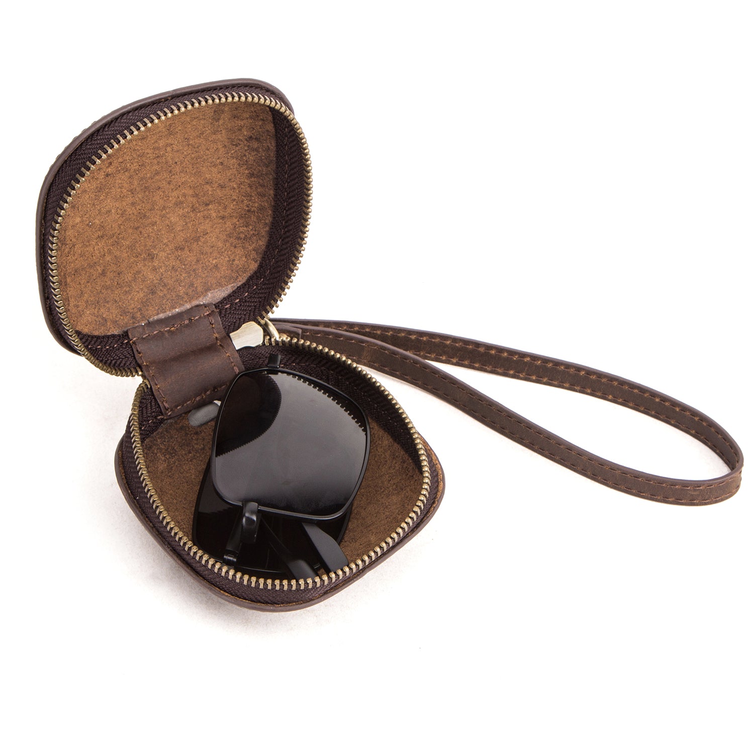 Crazy Horse Leather Sunglasses Travel Storage Case