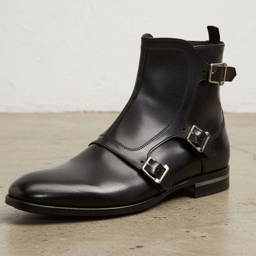 Handmade Men Leather Boot,mens Leather Ankle High Boot, Leather Boot