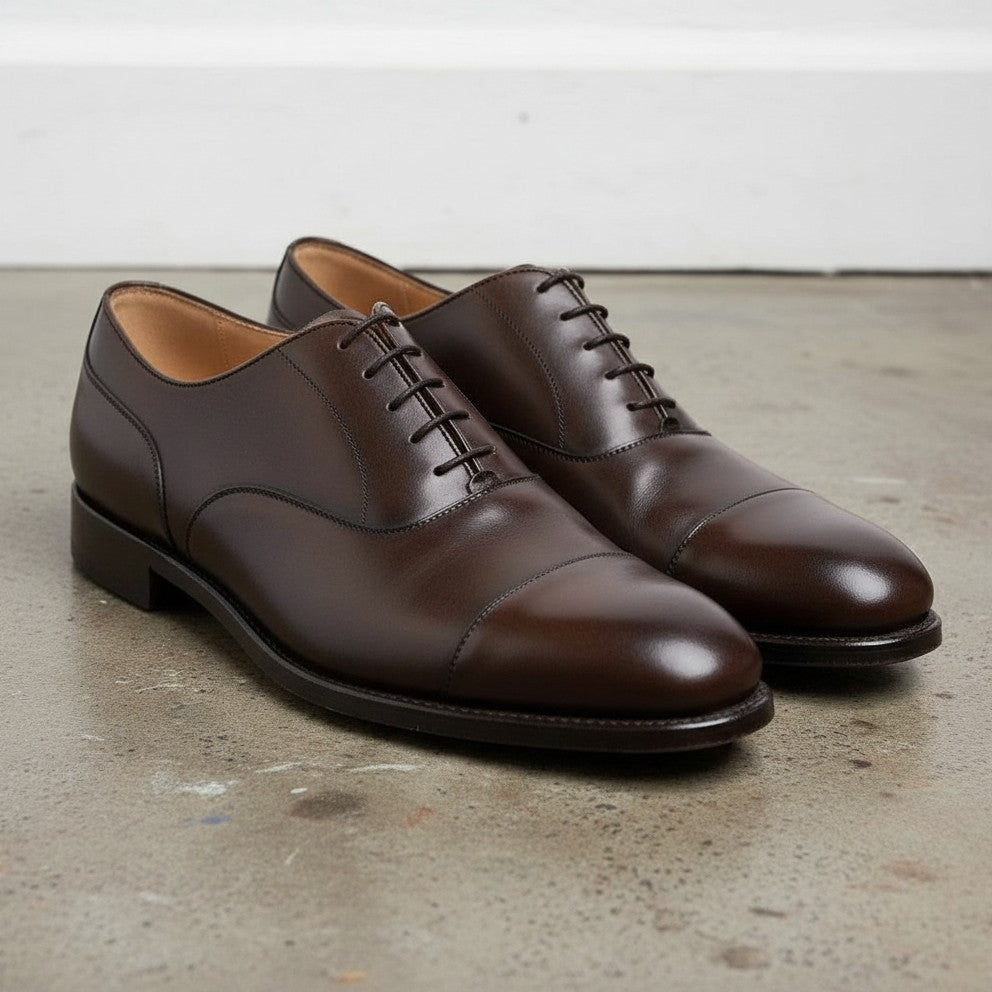 Handmade Dark Brown Leather Oxford Dress Shoes