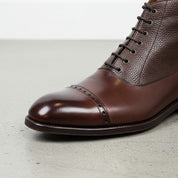 Handcrafted Men's Dark Brown Leather Cap Toe Ankle Boots