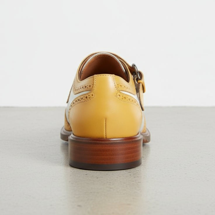 Handmade Mens Dress Wing Tip Shoes, Two Tone Leather Formal Shoes