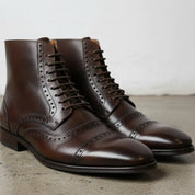 Men's Dark Brown Leather Lace-up Ankle Boots