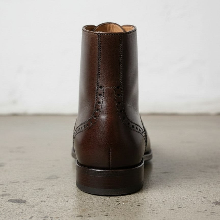 Men's Dark Brown Leather Lace-up Ankle Boots