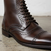 Men's Dark Brown Leather Lace-up Ankle Boots