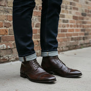 Men's Dark Brown Leather Lace-up Ankle Boots