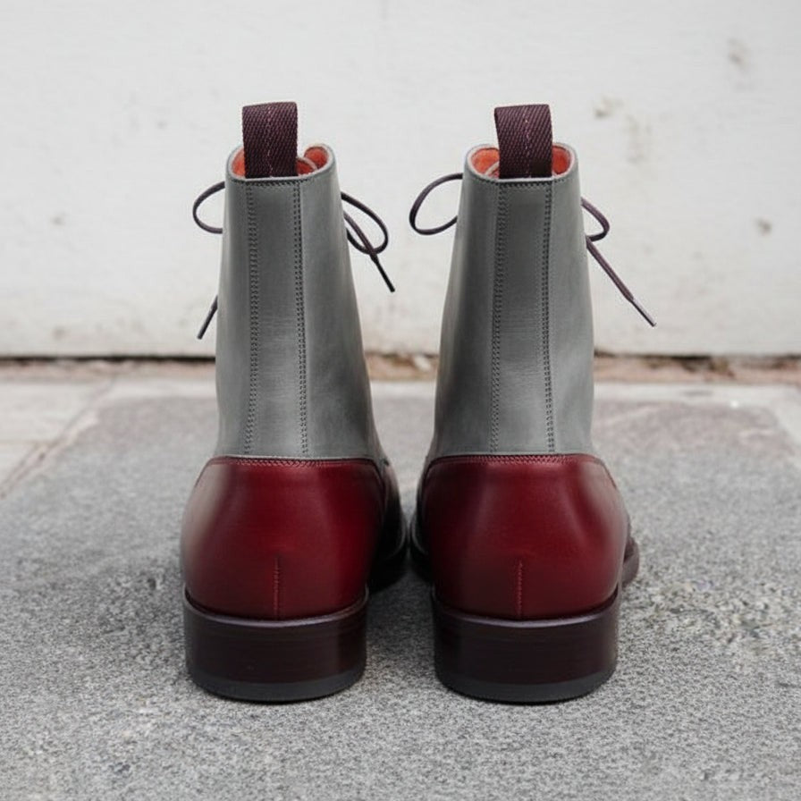 Handmade Men's Two Tone Ankle Boots