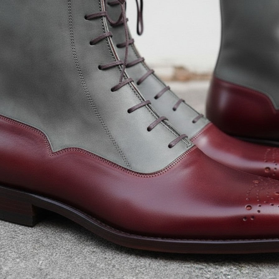 Handmade Men's Two Tone Ankle Boots