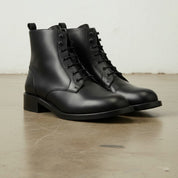 Handcrafted Men's Black Leather Lace-Up Ankle Boots