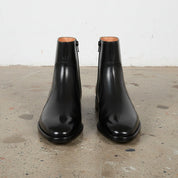 Handmade Men's Black Leather Side Zipper Ankle Boots