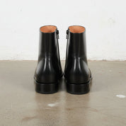 Handmade Men's Black Leather Side Zipper Ankle Boots