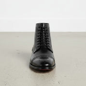 Handmade Men's Black Leather Ankle Brogue Dress Boots