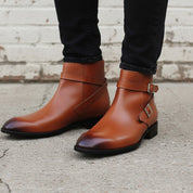 Handmade Men Tan Brown Jodhpurs Ankle Boot, Tan Color Ankle Casual Boot