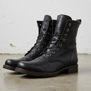 Handcrafted Men's Black Combat Boots