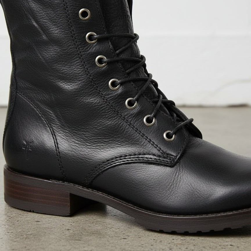 Handcrafted Men's Black Combat Boots