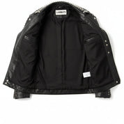 Handmade Men Punk Black Embroidered Jacket. Men Leather Rock Studded Spiked Jacket