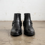 Handmade Men's Black Leather Zipper Ankle Boots