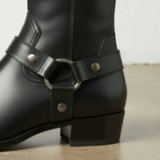 Men Fashion High Ankle Side Zipper Black Boot, Men Genuine Leather Boot