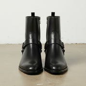 Men Fashion High Ankle Side Zipper Black Boot, Men Genuine Leather Boot