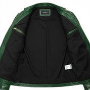 Handmade Men Green Leather Slim Fit Jacket, Men Biker Jacket, Motorcycle Jacket Men