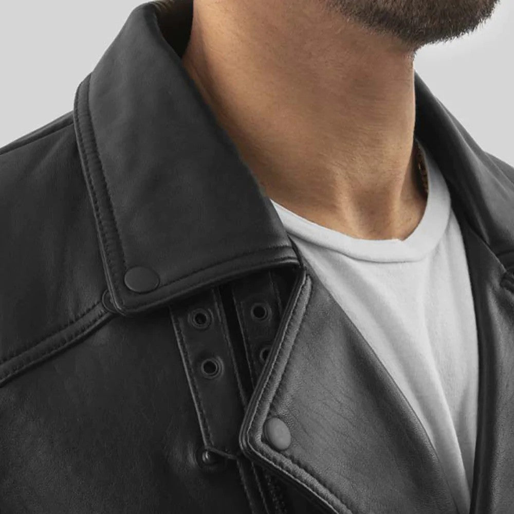 Gothic Leather Jacket for Men | Black New Zealand Leather