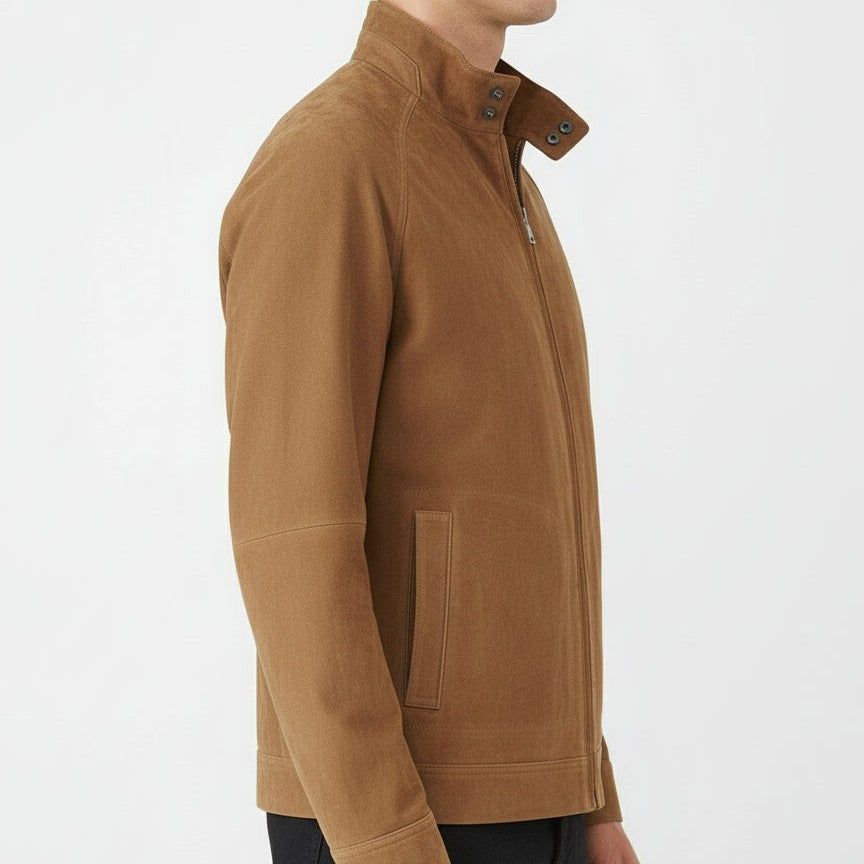 Men's Handmade Racer Suede Jacket