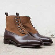 Handmade Men's Two Tone Leather Ankle Boots
