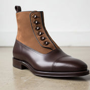 Handmade Men's Two Tone Leather Ankle Boots