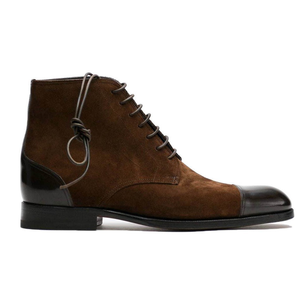 Handcrafted Brown Leather Suede Ankle Boots