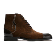 Handcrafted Brown Leather Suede Ankle Boots