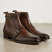 Men's Brown Leather Side Zipper Ankle Boots