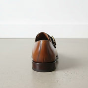 Handmade Men's Brown Leather Monk Shoes