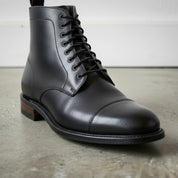 Handcrafted Men's Black Cap Toe Ankle Boots