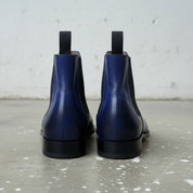 Men's Navy Blue Handmade Leather Ankle Chelsea Boots
