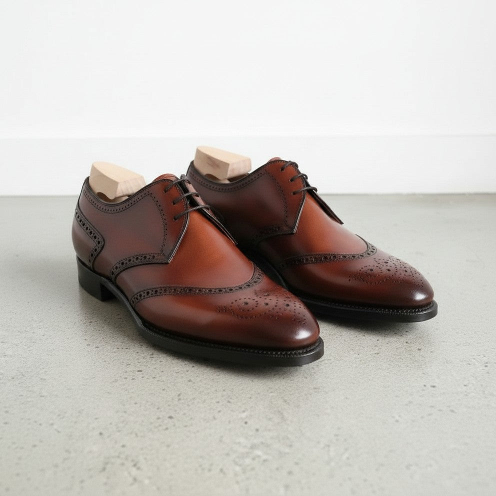 Handmade Men Brown Wing Tip Brogue Shoes, Brown Formal Shoes