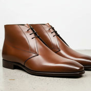 Handcrafted Brown Leather Ankle Boots for Men