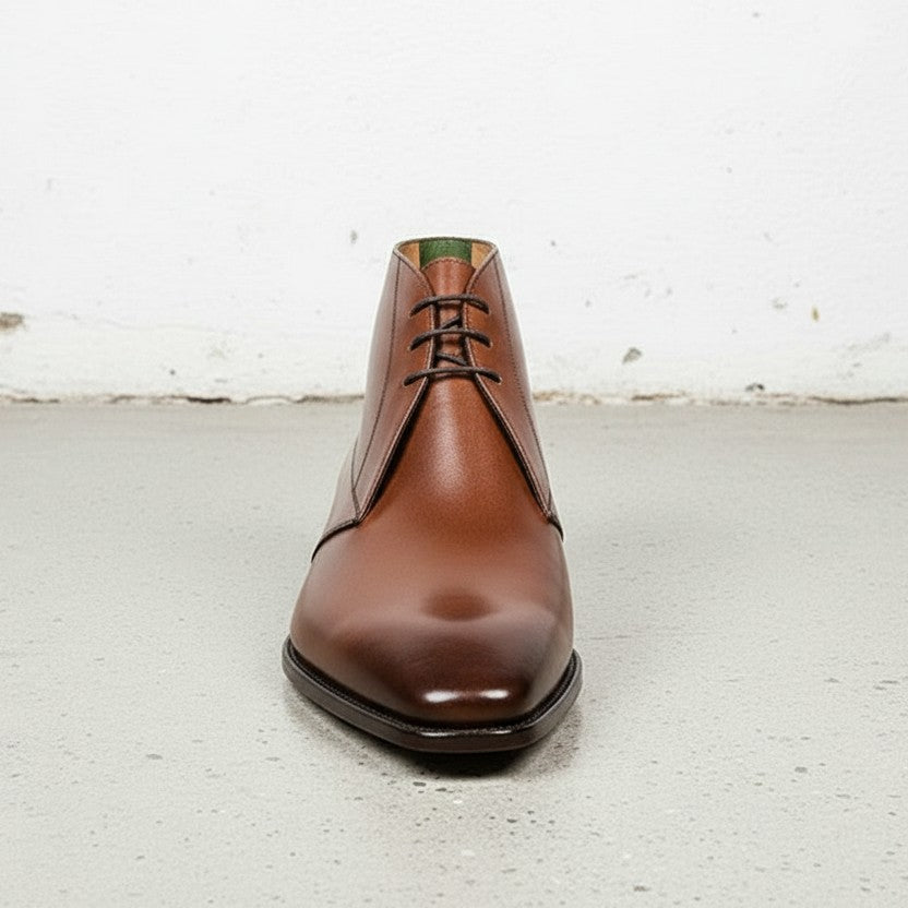 Handcrafted Brown Leather Ankle Boots for Men