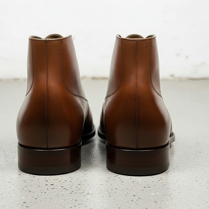 Handcrafted Brown Leather Ankle Boots for Men