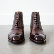 Handcrafted Men's Dark Brown Leather Cap Toe Ankle Boots