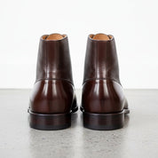 Handcrafted Men's Dark Brown Leather Cap Toe Ankle Boots