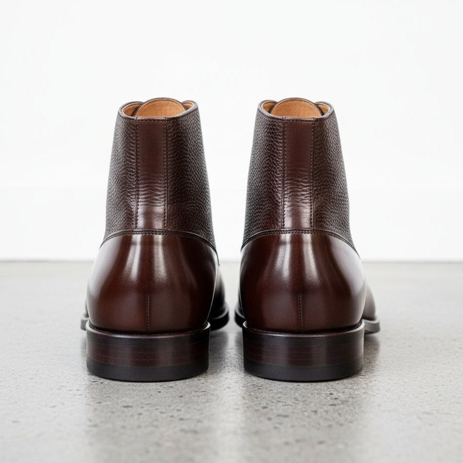 Handcrafted Men's Dark Brown Leather Cap Toe Ankle Boots