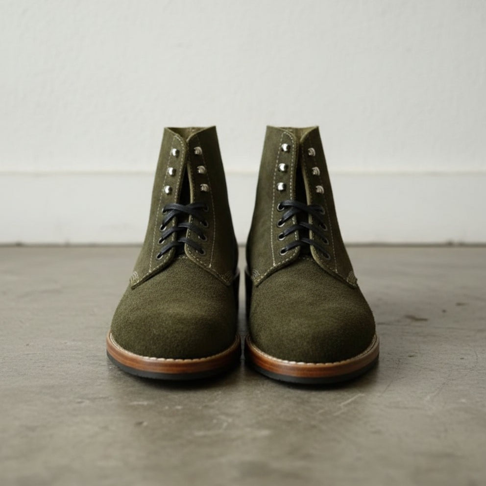 Men's Handmade Hunter Green Suede Lace-up Ankle Boots